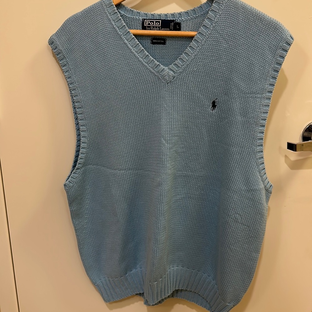 Used Polo by Ralph Lauren Men’s L light blue vest.